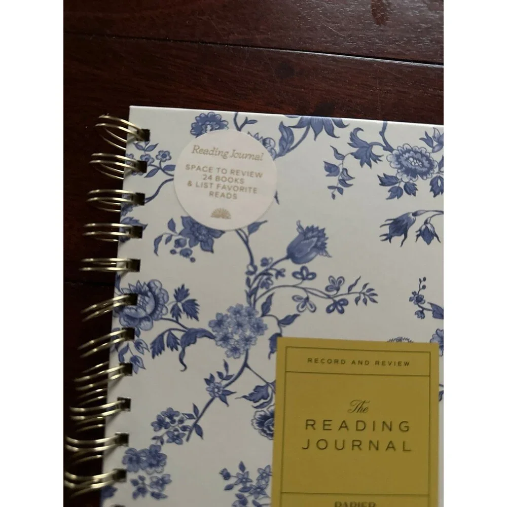 Reading Journal Spiral Notebook Book Log Tracker Floral Cover Gift Idea